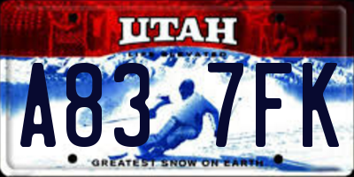 UT license plate A837FK