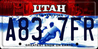 UT license plate A837FR