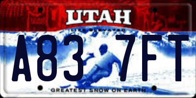 UT license plate A837FT