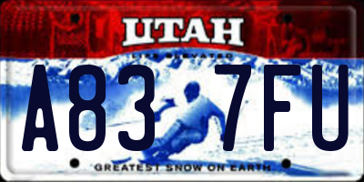 UT license plate A837FU