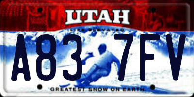 UT license plate A837FV