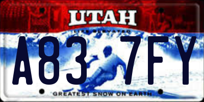 UT license plate A837FY