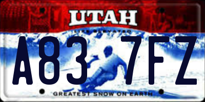UT license plate A837FZ