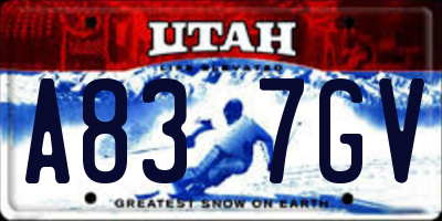 UT license plate A837GV