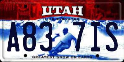 UT license plate A837IS