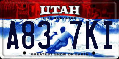 UT license plate A837KI