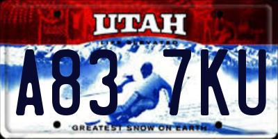 UT license plate A837KU