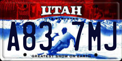 UT license plate A837MJ