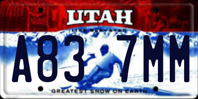 UT license plate A837MM