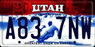 UT license plate A837NW