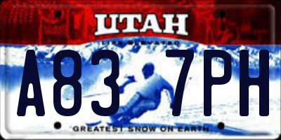 UT license plate A837PH