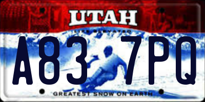 UT license plate A837PQ