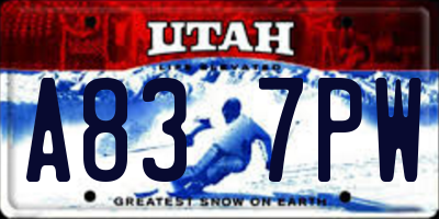 UT license plate A837PW