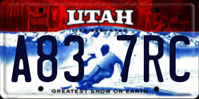 UT license plate A837RC