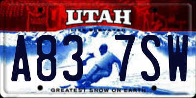 UT license plate A837SW