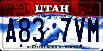 UT license plate A837VM