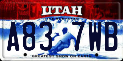 UT license plate A837WB