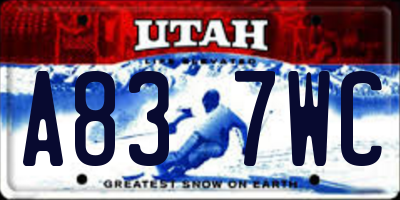 UT license plate A837WC