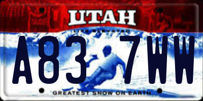 UT license plate A837WW