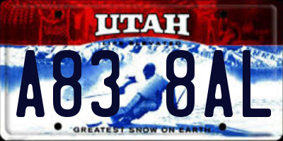 UT license plate A838AL
