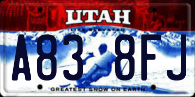 UT license plate A838FJ