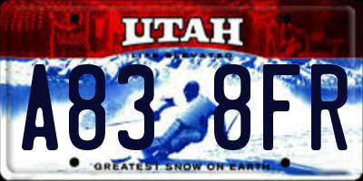 UT license plate A838FR