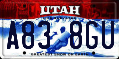 UT license plate A838GU
