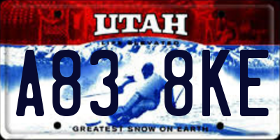UT license plate A838KE