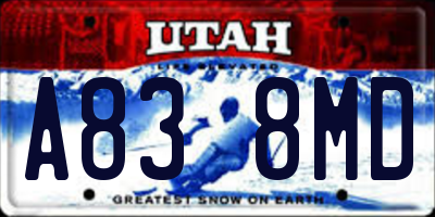 UT license plate A838MD