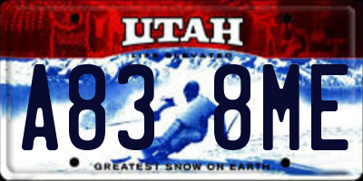 UT license plate A838ME