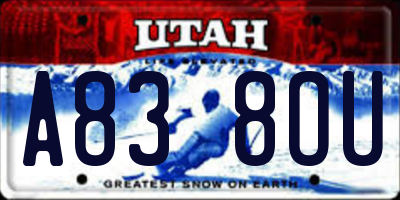 UT license plate A838OU