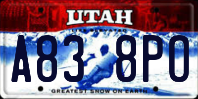 UT license plate A838PO