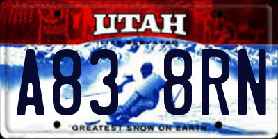 UT license plate A838RN