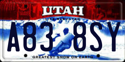 UT license plate A838SY