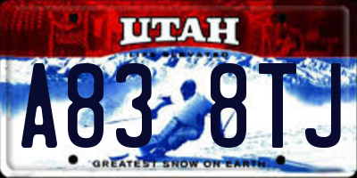 UT license plate A838TJ