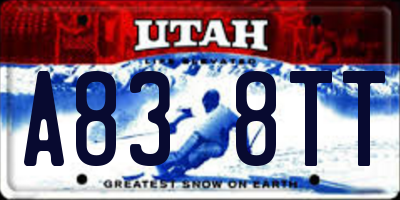 UT license plate A838TT
