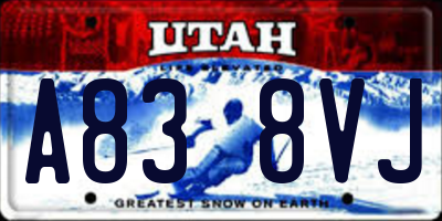 UT license plate A838VJ