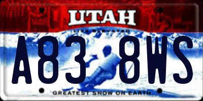 UT license plate A838WS