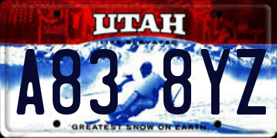 UT license plate A838YZ