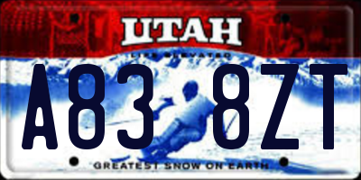 UT license plate A838ZT