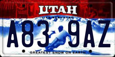 UT license plate A839AZ