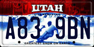 UT license plate A839BN