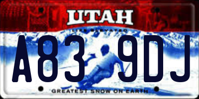UT license plate A839DJ