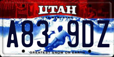 UT license plate A839DZ
