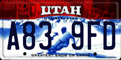 UT license plate A839FD
