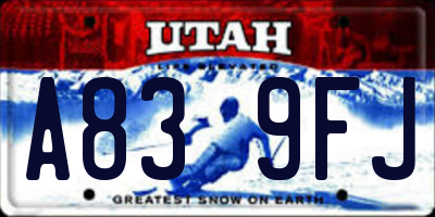 UT license plate A839FJ