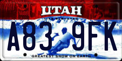 UT license plate A839FK