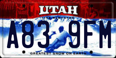 UT license plate A839FM