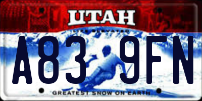 UT license plate A839FN