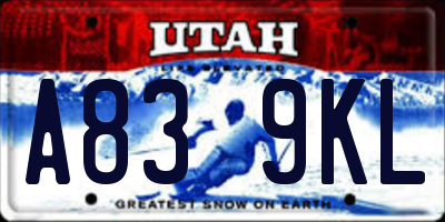 UT license plate A839KL